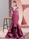 Scoop Sleeveless Satin Homecoming Dress Beading and Appliques Sweep Train Side Zipper