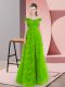 Gorgeous Tulle Off The Shoulder Sleeveless Lace Up Beading Evening Dress in Green