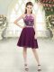 Purple Halter Top Neckline Beading Homecoming Dress Sleeveless Zipper