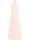 Hot Sale Sleeveless Floor Length Lace Zipper Prom Party Dress with Pink