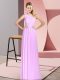 Exceptional Lilac Lace Up One Shoulder Ruching Homecoming Dress Chiffon Sleeveless