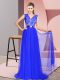Royal Blue Empire Beading and Lace Prom Gown Zipper Tulle Sleeveless