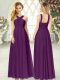 Ideal Purple Straps Neckline Ruching Prom Party Dress Sleeveless Zipper
