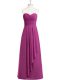 Vintage Fuchsia Sleeveless Ruching Floor Length Prom Dress