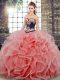 Fashion Watermelon Red Quinceanera Dresses Sweetheart Sleeveless Sweep Train Lace Up