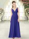 Fantastic Ankle Length Blue Prom Dress Chiffon Sleeveless Ruching
