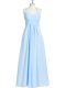 Charming Sleeveless Floor Length Ruching Zipper Homecoming Dress with Blue
