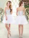 Shining White Tulle Lace Up Prom Gown Sleeveless Mini Length Beading
