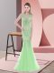 Mermaid Cap Sleeves Apple Green Homecoming Dress Sweep Train Zipper