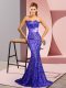 Sweetheart Sleeveless Sweep Train Zipper Prom Gown Lavender Sequined