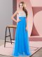 Extravagant Baby Blue Empire Chiffon Scoop Sleeveless Beading Floor Length Side Zipper Prom Gown