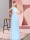 Best One Shoulder Sleeveless Chiffon Dress for Prom Ruching Lace Up