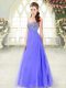 Lavender Lace Up Prom Party Dress Beading Sleeveless Floor Length