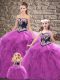 Tulle Sweetheart Sleeveless Lace Up Beading and Embroidery Vestidos de Quinceanera in Purple