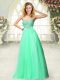 Popular Sleeveless Floor Length Beading Zipper Dress for Prom with Apple Green