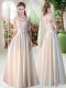 Scalloped Half Sleeves Satin Prom Evening Gown Lace Lace Up