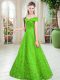 Top Selling Sleeveless Floor Length Beading Lace Up Prom Evening Gown with