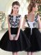 Exceptional Black Scoop Neckline Beading and Lace Prom Party Dress Sleeveless Lace Up