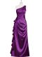 Discount One Shoulder Sleeveless Side Zipper Prom Evening Gown Purple Elastic Woven Satin