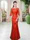 Half Sleeves Zipper Floor Length Lace Prom Gown