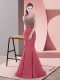 High Class Red Mermaid Beading Evening Dress Backless Satin Sleeveless