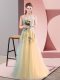 Chic Sweetheart Sleeveless Lace Up Dress for Prom Light Yellow Tulle