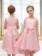 Sleeveless High Low Lace and Bowknot Zipper Flower Girl Dresses for Less with Pink