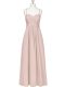 Baby Pink Zipper Spaghetti Straps Ruching Dress for Prom Chiffon Sleeveless