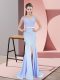 Smart Baby Blue Sleeveless Beading and Lace Zipper Dress for Prom