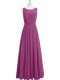 Classical Purple Sleeveless Floor Length Ruching Zipper Prom Dresses
