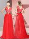 Sleeveless Sweep Train Zipper Beading and Lace Dress for Prom