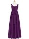 Eggplant Purple Prom Party Dress Prom and Party and Military Ball with Ruching Straps Sleeveless Zipper