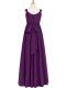 Eggplant Purple Prom Party Dress Prom and Party and Military Ball with Ruching Straps Sleeveless Zipper