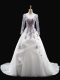 Trendy White Scoop Neckline Appliques Sweet 16 Quinceanera Dress Long Sleeves Backless