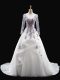 Trendy White Scoop Neckline Appliques Sweet 16 Quinceanera Dress Long Sleeves Backless