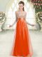 Pretty Orange Red Sleeveless Tulle Lace Up Prom Gown for Prom and Party