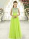 Yellow Green Sleeveless Beading Floor Length Prom Dresses
