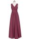 Burgundy Zipper Prom Dress Ruching Sleeveless Floor Length