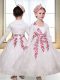 Cheap White Sleeveless Embroidery Ankle Length Toddler Flower Girl Dress