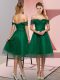 Artistic Green Lace Up Beading and Lace Sleeveless Tea Length