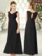 New Style Black Chiffon Zipper Prom Dress Sleeveless Ankle Length Lace