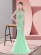 Apple Green Tulle Zipper Homecoming Dress Cap Sleeves Sweep Train Beading