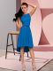 Blue Scoop Lace Up Belt Prom Dresses Sleeveless
