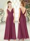 Sleeveless Chiffon Ankle Length Side Zipper Evening Dress in Burgundy with Ruching