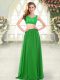 Sleeveless Floor Length Beading and Lace Zipper Homecoming Dress with Green