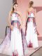 White Sleeveless Chiffon Zipper Prom Gown for Prom and Party