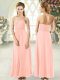 Ankle Length Empire Sleeveless Peach Prom Evening Gown Zipper