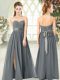Wonderful Floor Length Grey Chiffon Sleeveless Belt