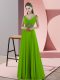 Superior Floor Length Green Prom Gown V-neck Sleeveless Backless