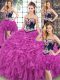 Elegant Sweetheart Sleeveless Organza Sweet 16 Quinceanera Dress Embroidery and Ruffles Sweep Train Lace Up